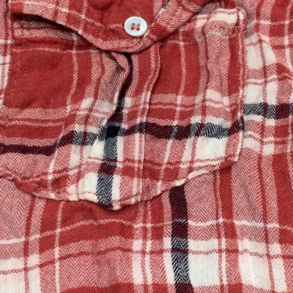 Paige Women plaid Ceder Cream / Evening Blue Long Sleeve Button-Down Shirt Size - Picture 6 of 7